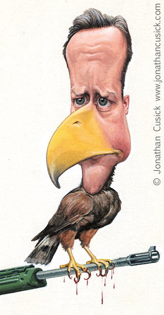political cartoon caricature of prime minister David Cameron for the spectator, uk