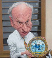 sample caricature commission for leaving gift- the Ashmolean museum, Oxford