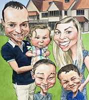 caricature gift commission for family portrait