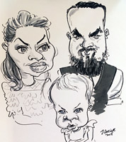 wedding guest live caricature drawing, shropshire and west midlands