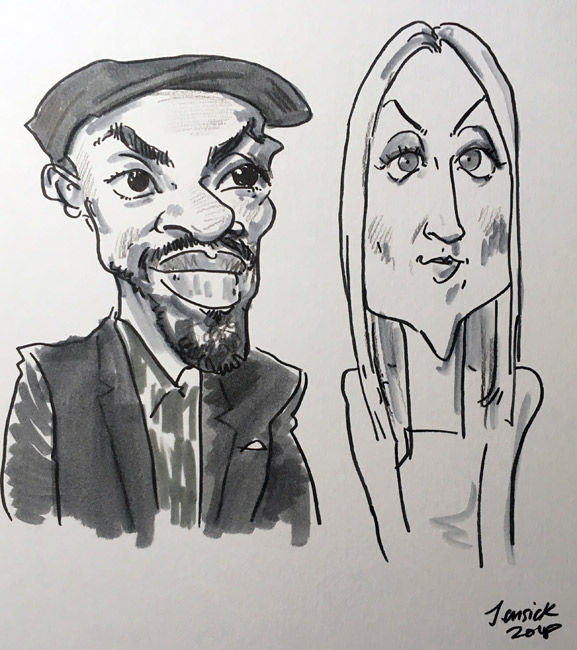 Caricaturist for hire in the Peak District- sample drawing of tipi wedding