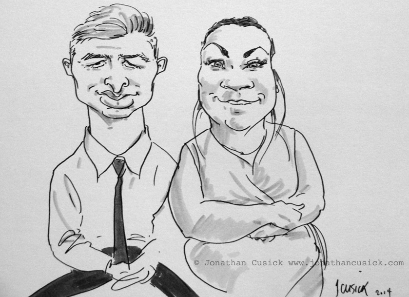 live caricature drawing of wedding guests by birmingham and the west midlands caricaturist jonathan cusick