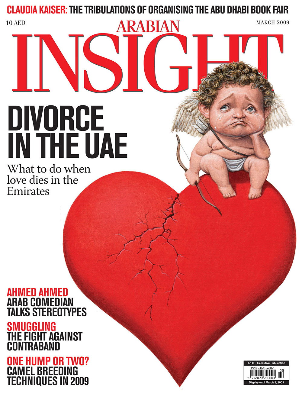magazine cover caricature illustration for Arabian Insight- cupid