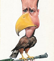 caricature of former tory prime minister david cameron. political cartoonist jonathan cusick cover illustrator for the spectator