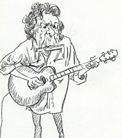 folk guitarist open mic sketchbook drawing