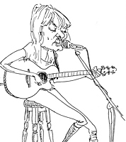 sketchbook drawing of female singer/songwriter