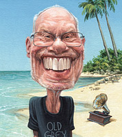 Radio times caricature- desert island disks Bob Harris