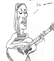 sketchbook drawing of woman singing and playing guitar